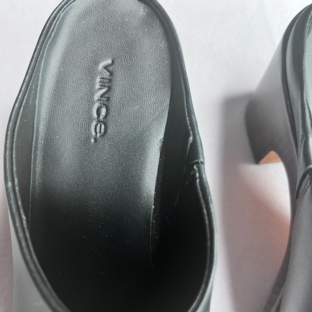 Vince Navina Women's Black Leather Platform Clog Heels Size 8.5‎ - Picture 4 of 16
